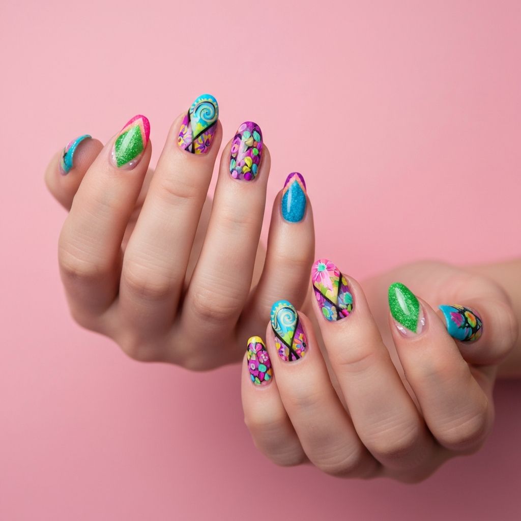 Gel Polish with Nail Art