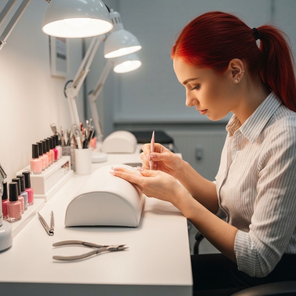 Student learning nail techniques at SBD Academy